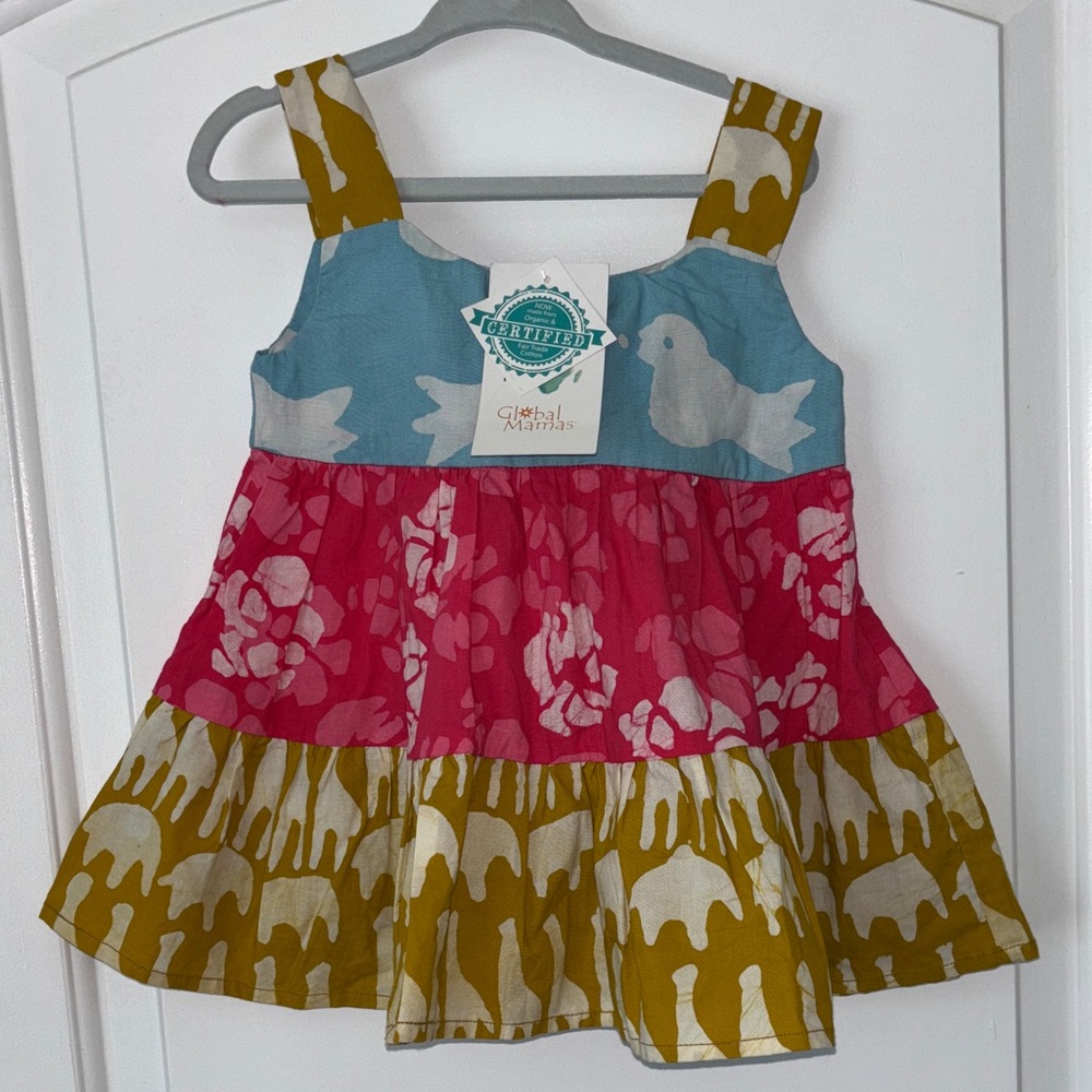 NWT Global Mamas organic cotton tiered dress 24 months